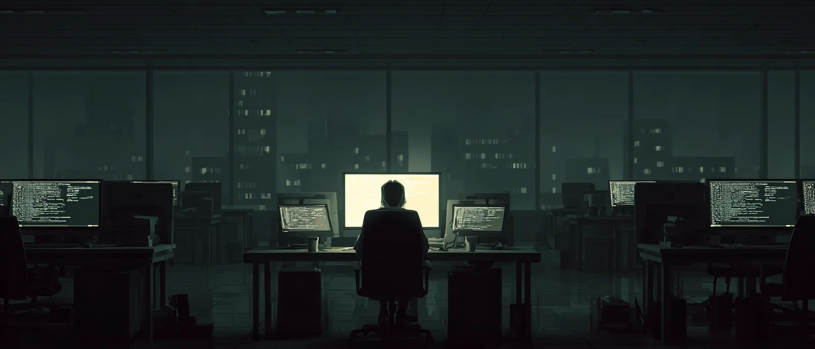 AI 자동화 시대 홀로 일하는 개발자의 야간 사무실