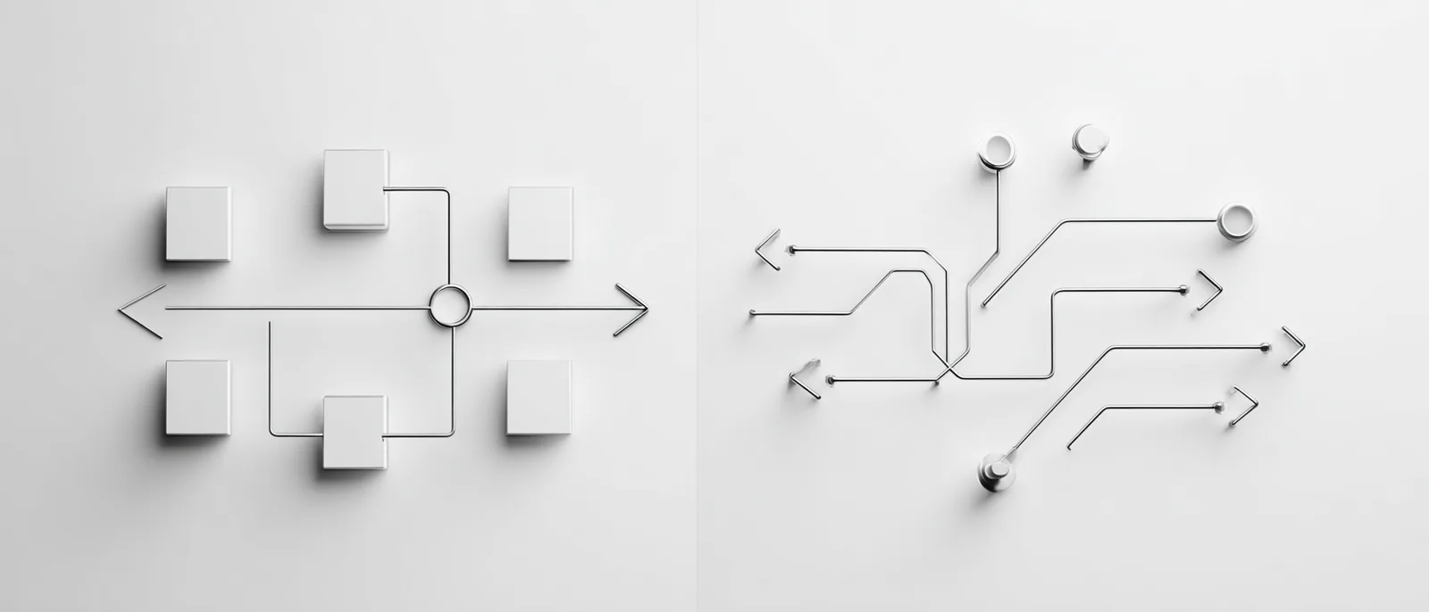 기존 워크플로우 자동화와 AI 에이전트의 차이를 시각화한 이미지