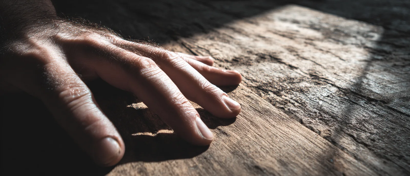 AI 의존성과 인간 판단력의 균형을 상징하는 손의 클로즈업