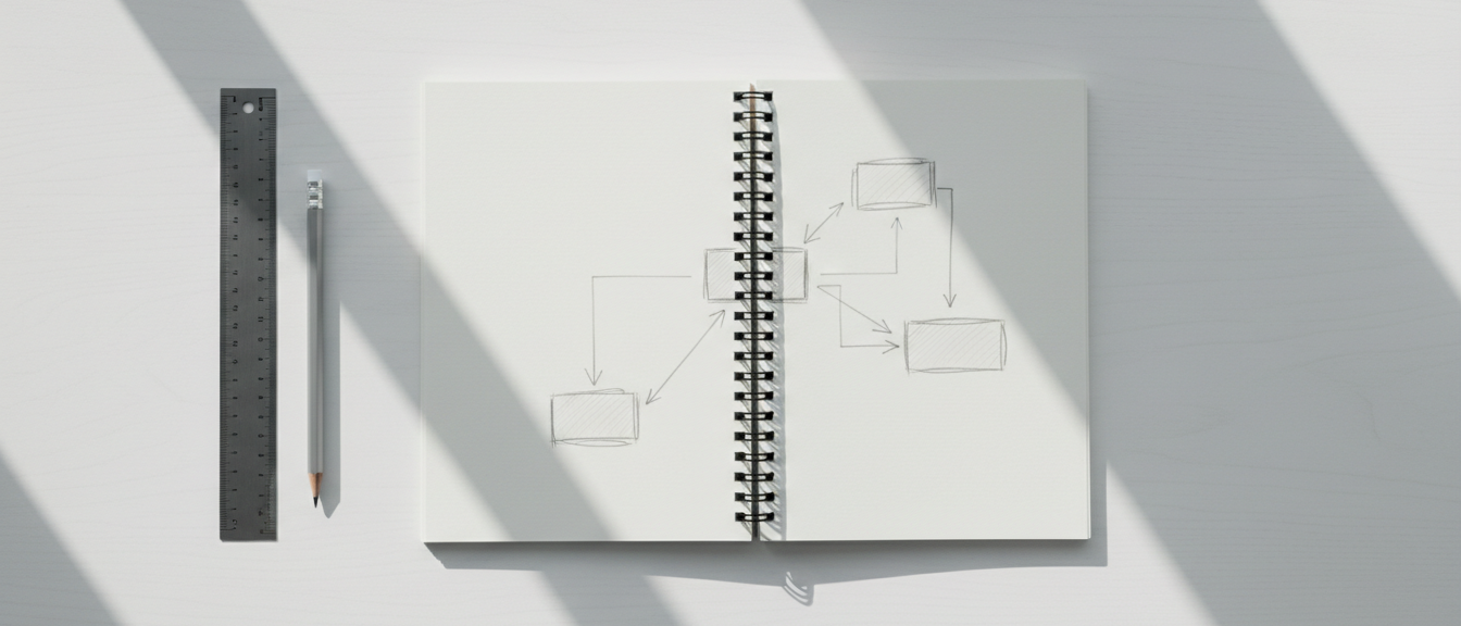 An architect's workbench representing the design of AI workflow boundaries